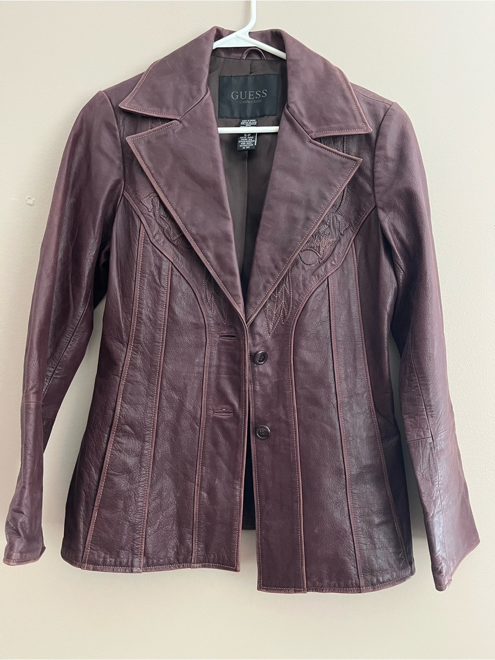 GUESS Women's Plum Leather Blazer Jacket